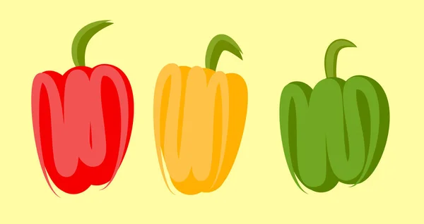 Red Yellow Green Peppers — Stock Vector