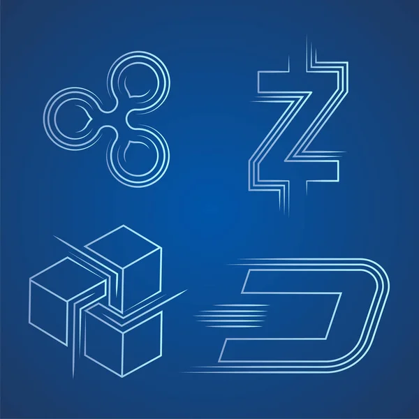 Dash Zcash Zencash simgeleri mavi arka plan dalgalanma