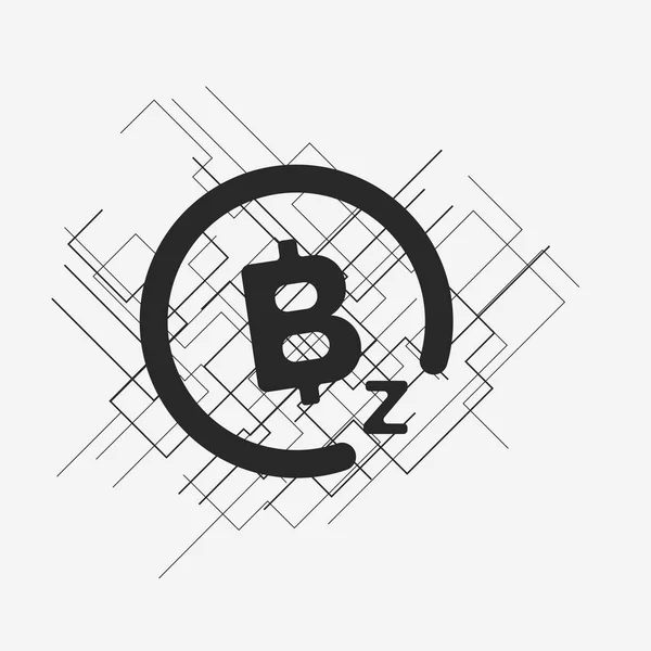 logo bitcoinz ile soyut doğrusal illüstrasyon .