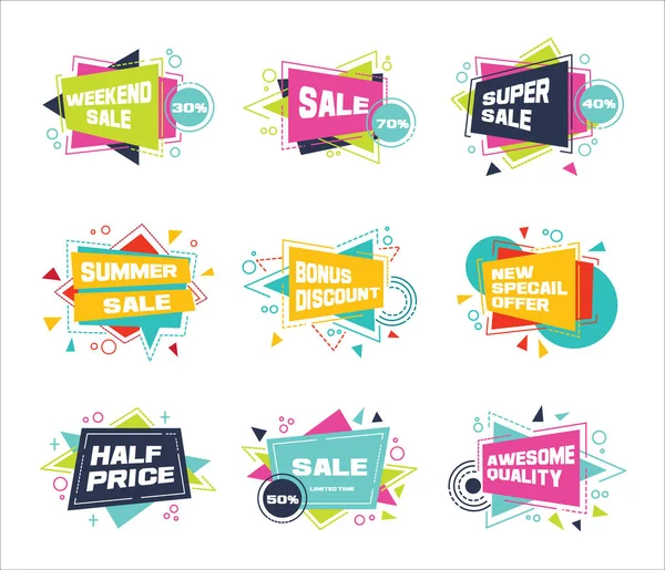 Set Colorful Backgrounds Shopping Sale White Background — Stock Vector