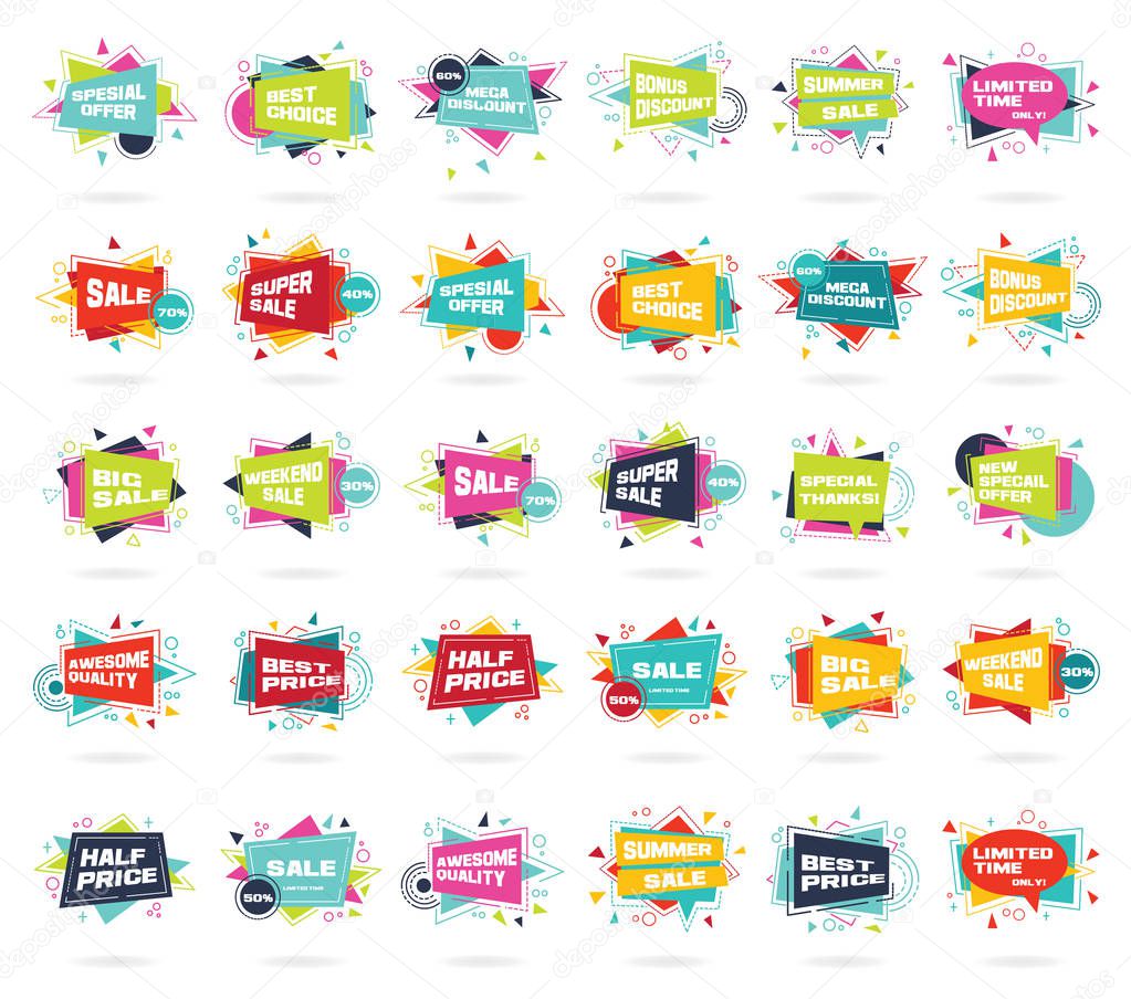 Set of colorful backgrounds for shopping sale on white background