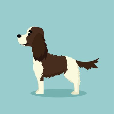 Amerikan Cocker Spaniel mavi arka plan üzerinde çizgi film tarzı