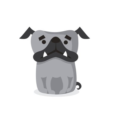 Beyaz arka plan üzerinde izole gri çizgi film bulldog