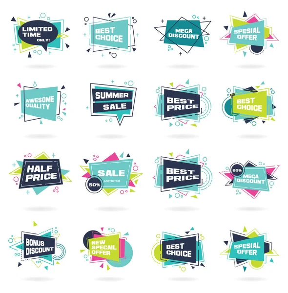 Different Colourful Sale Banners Isolated White Background — Stock Vector