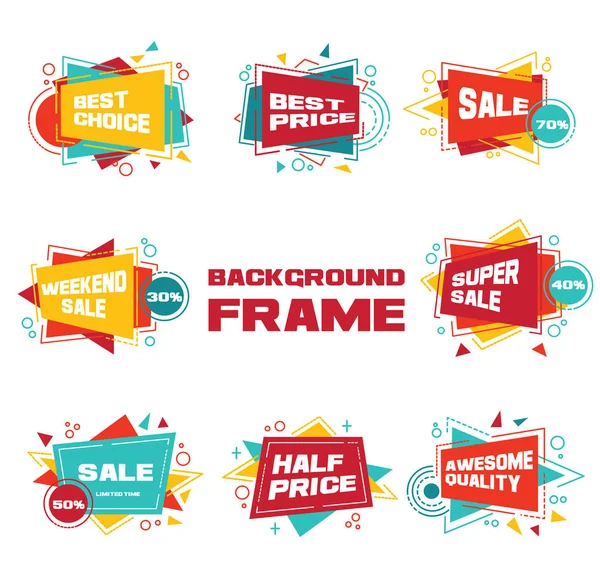 Different Colourful Sale Banners Isolated White Background — Stock Vector