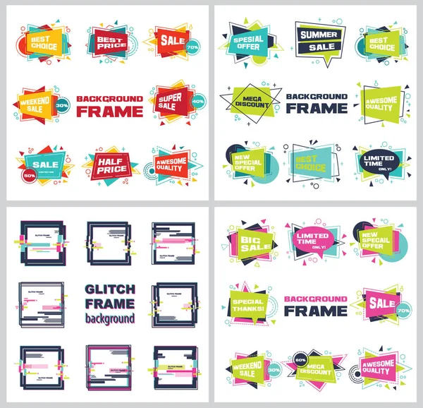 Set Colorful Abstract Labels Discount Promotion Banners — Stock Vector