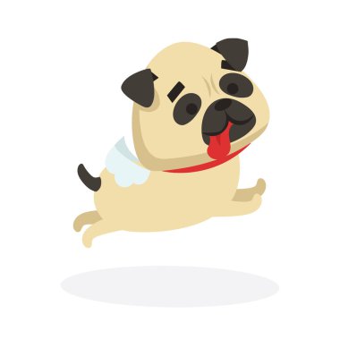 Beyaz arka plan üzerinde izole sevimli çizgi pug