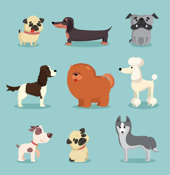 Σύνολο Των Καρτούν Χαριτωμένα Σκυλιά — Διανυσματικό Αρχείο