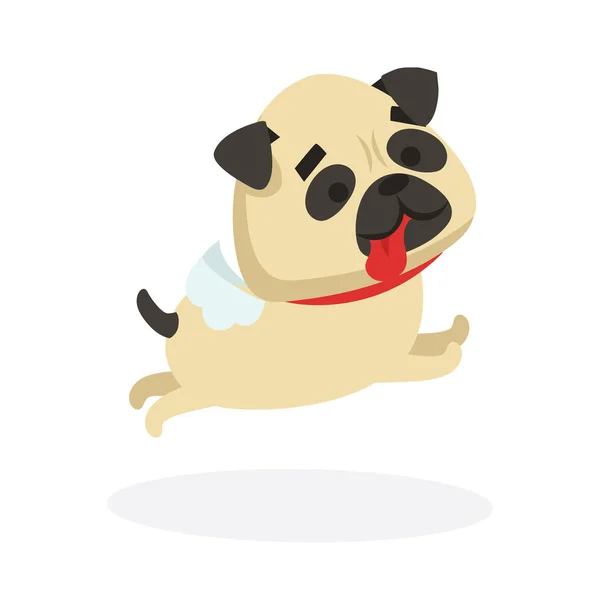 Lindo Pug Dibujos Animados Aislado Sobre Fondo Blanco — Vector de stock