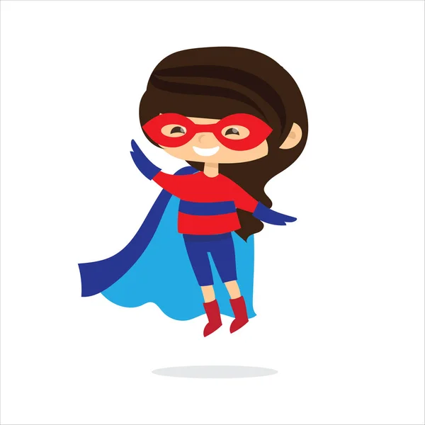 Desenhos Animados Superhero Kid Girl Vestindo Quadrinhos Traje — Vetor de Stock