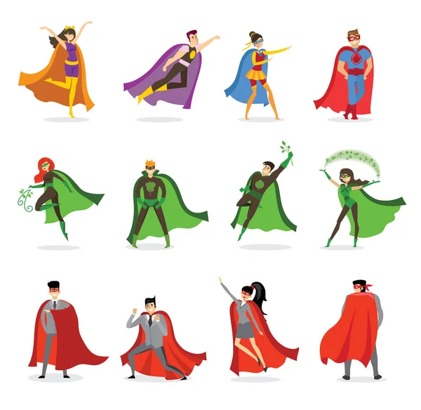 Set Personaggi Dei Supereroi Dei Cartoni Animati — Vettoriale Stock