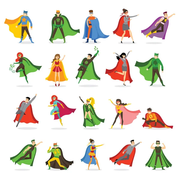 Conjunto Personajes Superhéroes Dibujos Animados — Vector de stock