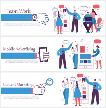 Çalışma iş adamları ile yaratıcı renkli afiş 