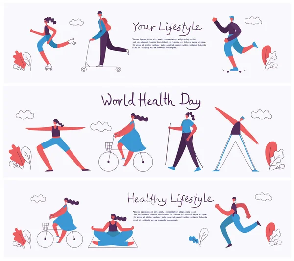 Yeni insanlar yaşam tarzı ile yaratıcı kavramsal afiş 