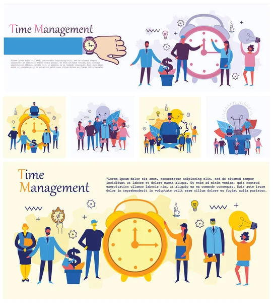 創造的な時間管理のビジネス テンプレートのセット — ストックベクタ