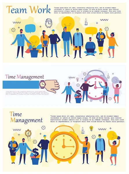 創造的な時間管理のビジネス テンプレートのセット — ストックベクタ