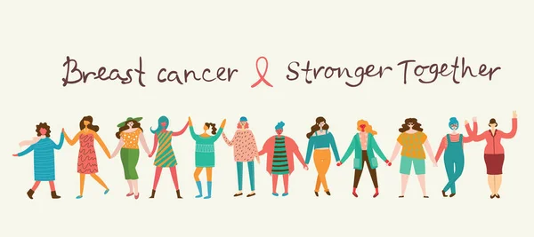 Concept Illustration Vectorielle Design Plat Des Femmes Monde Contre Cancer — Image vectorielle