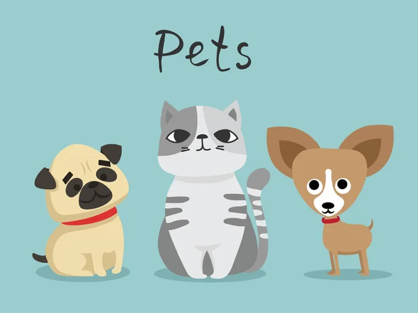 Aranyos macskák és kutyák — Stock Vector