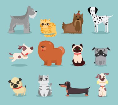 Çizgi film sevimli köpekler kümesi