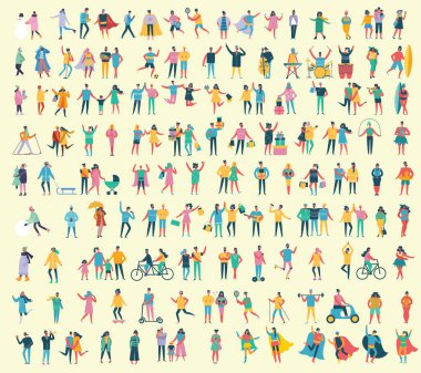 Düz tarzda erkek ve kadınların Vektör illüstrasyon. Renkli karakterlerle kavram illüstrasyonu