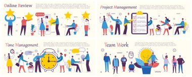 Yaratıcı zaman yönetimi iş vektör şablon kümesi 