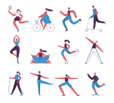 Arka plan vektör çizimler insanlarla minimalist düz tasarım görünümünde açık-düz tasarım