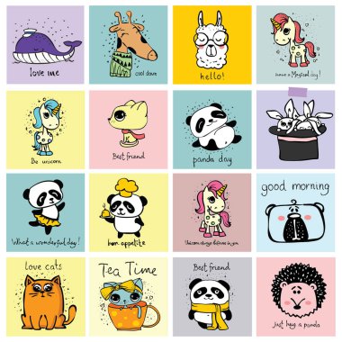 Panda doodle çocuk seti.