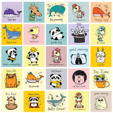 Panda doodle çocuk seti.