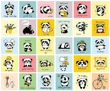 Panda doodle çocuk seti.
