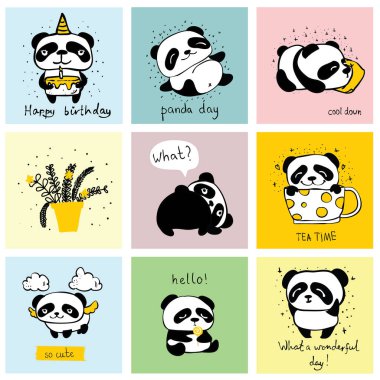 Panda doodle çocuk seti.