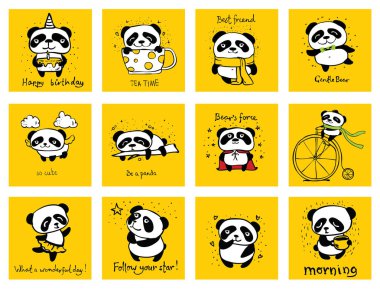 Panda doodle çocuk seti.