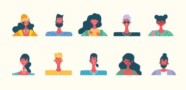 Arka plan vektör çizimler insanlarla minimalist düz tasarım görünümünde açık-düz tasarım