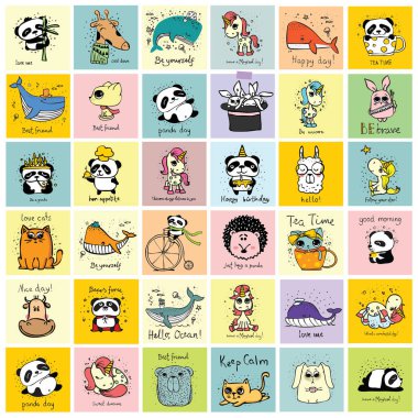 Panda doodle çocuk seti.