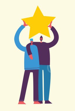 Yıldız ile renk insanlar. Vektör çizim 