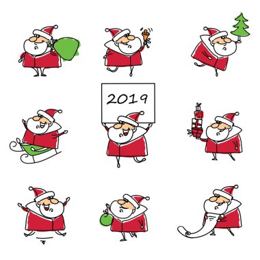 Noel Baba Noel kartıyla hediyeler ve afiş 2019 - vektör