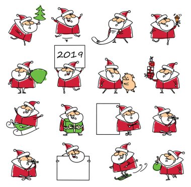 Noel Baba Noel kartıyla hediyeler ve afiş 2019 - vektör