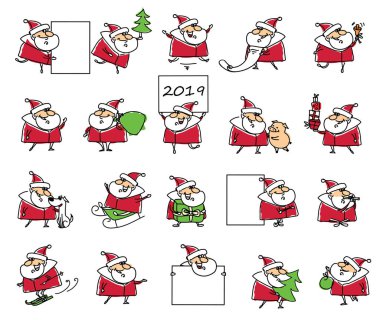 Noel Baba Noel kartıyla hediyeler ve afiş 2019 - vektör