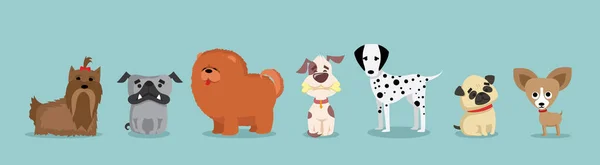 Verzameling Van Cute Cartoon Honden — Stockvector