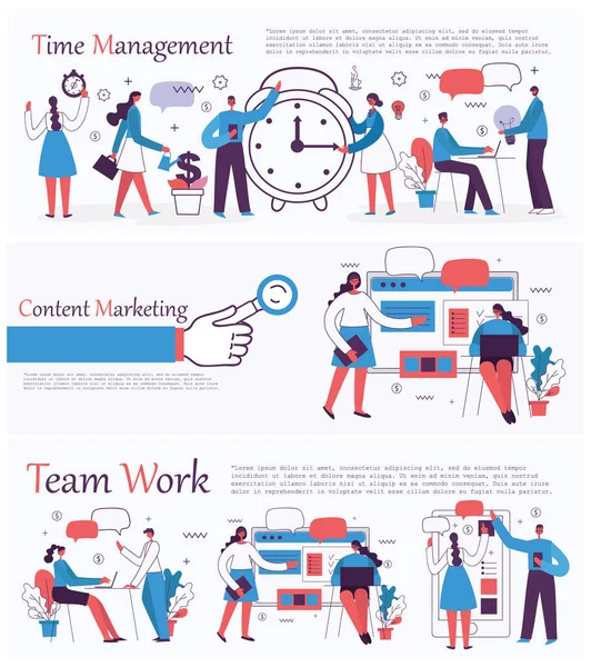 Set Creative Time Management Business Vector Template — Stock Vector