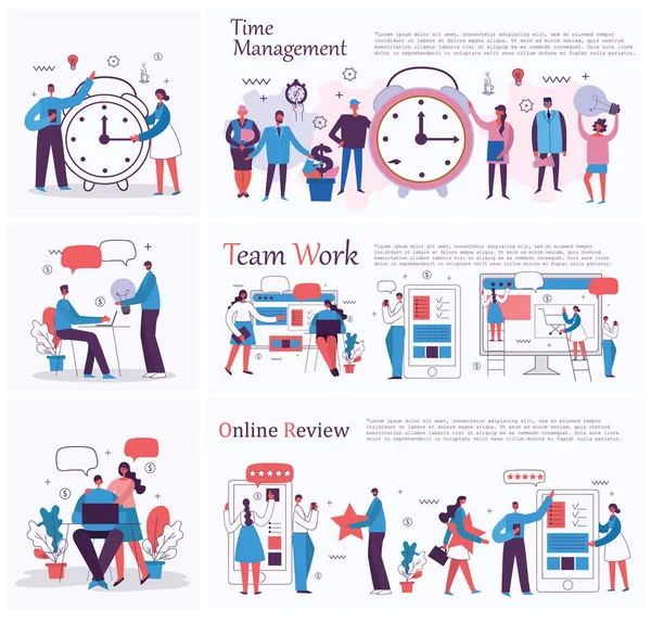 Set Creative Time Management Business Vector Template — Stock Vector