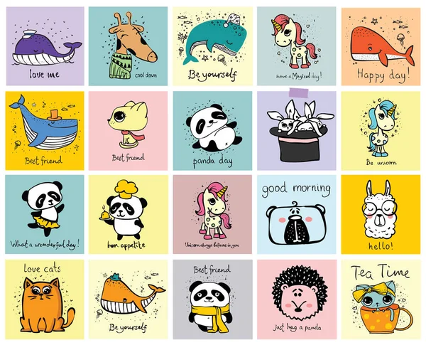 Panda doodle παιδί σετ. — Διανυσματικό Αρχείο