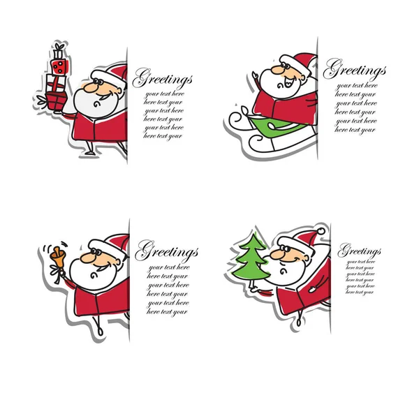 圣诞贺卡与圣诞老人与礼物和横幅 2019年 — 图库矢量图片