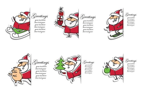 Carte Illustration Noël Avec Père Noël Symbole Année Cochon Mignon — Image vectorielle