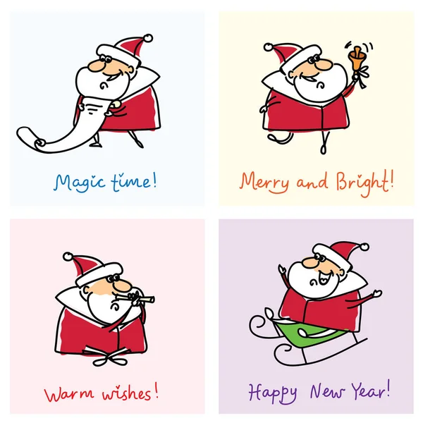 Noel Baba ve yıl şirin domuz, hediyeler, hediyeler ve afiş ve tebrik tırnak sembolü ile yılbaşı tebrik kartları