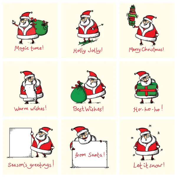 Vánoční Pohlednice Santa Klause Symbolem Rok Roztomilý Prase Dary Dárky — Stockový vektor