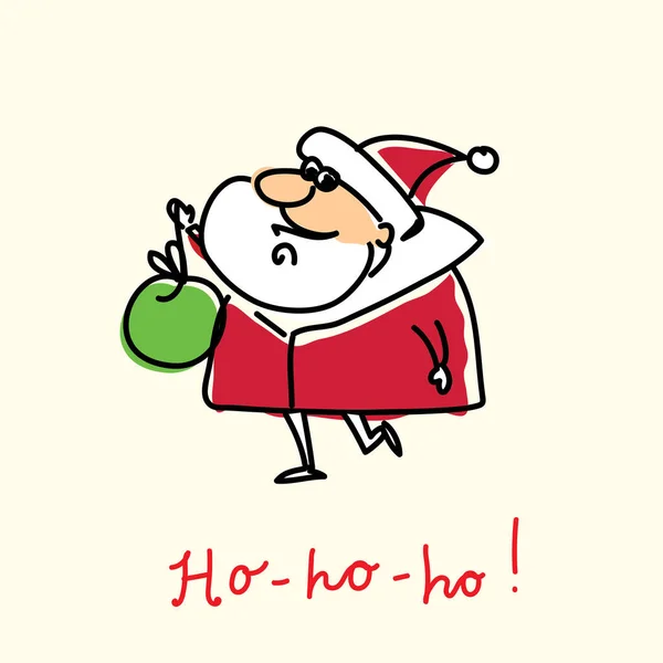 Weihnachtsgrußkarte Mit Weihnachtsmann Klauseln Mit Geschenken Und Grußworten — Stockvektor