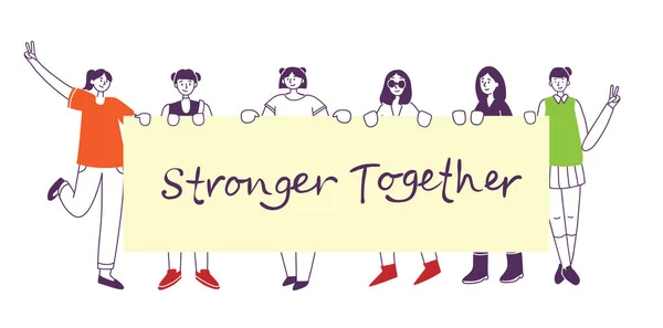 Starkare Tillsammans Feminin Koncept Och Kvinna Empowerment Design För Banners — Stock vektor