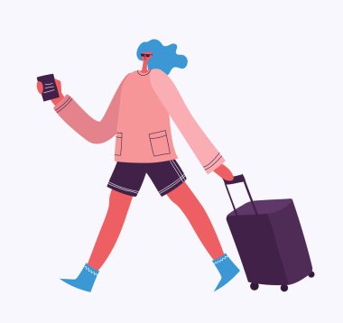 Seyahat çantası ile kadın vektör Illustration