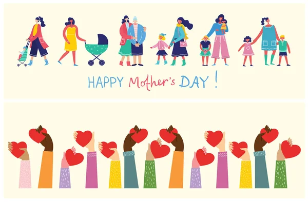 Ilustração Vetorial Cartaz Dia Das Mães Felizes — Vetor de Stock