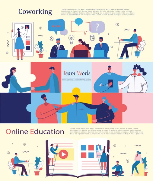 Vektor Illustration Von Business Thema Poster Eingestellt — Stockvektor